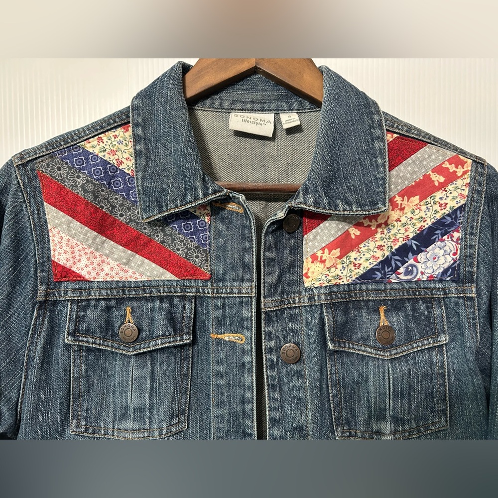 Denim Jacket Upcycled Size Small - Picture 4 of 16